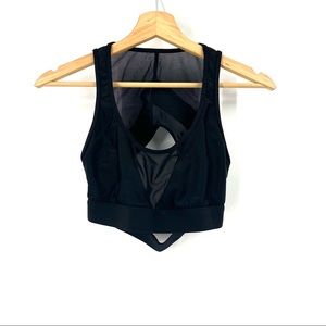 Koral Black Mesh Panel Sports Bra